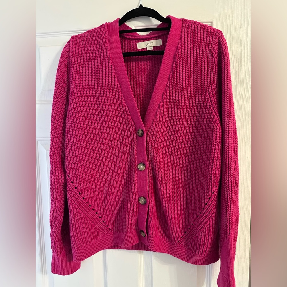 LOFT Fuchsia Knit Cardigan